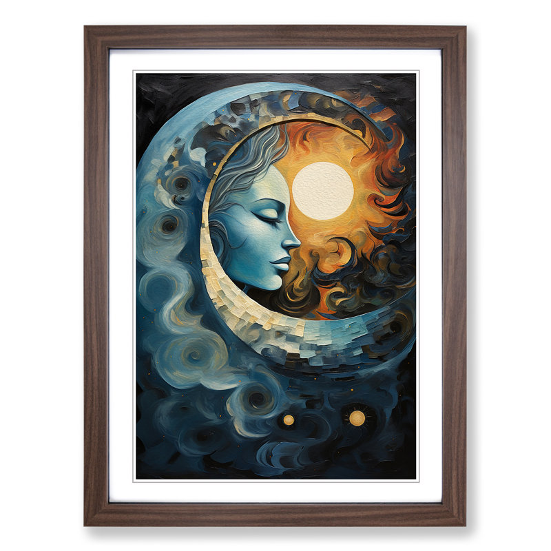 Moon Orphism Framed Print, Walnut Framed, 64cm H x 46cm W x 2cm D