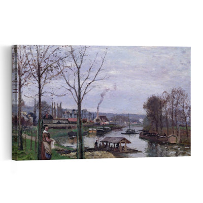 Le Lavoir, Pontoise Port-Marly, ou Le Lavoir, 1872, estampe d'art mural impressionniste contemporaine représentant un paysage.
