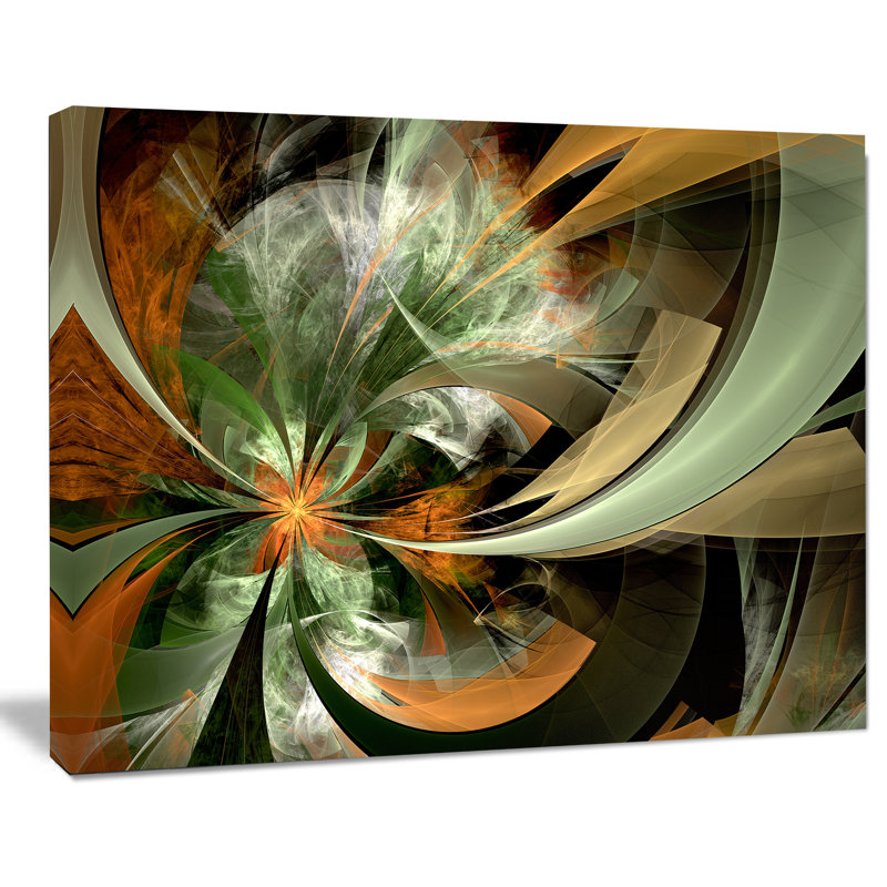 «Symmetric Orange Green Fractal Flower», reproduction d'impression sur toile tendue, H 30 po x l 40 po x P 1 po, Toile tendue