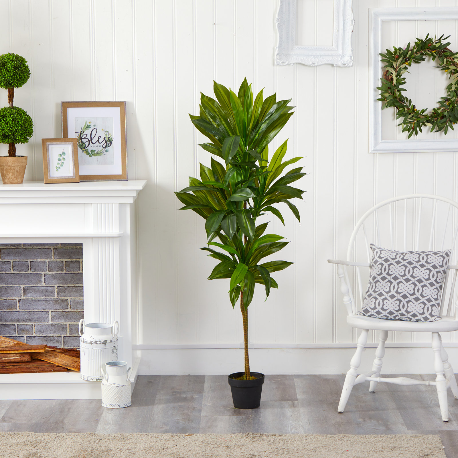 Faux Plant in Pot Liner, 56" H x 16" W x 16" D