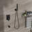 Oil Rubber Bronze Shower System With 12 Inch Wall Mounted Design - Waterfall Tub Spout, 3 Rainfall & Handheld, Valve, Simple Installation And Maintenance Routine Square In 3 Function Upkeep Process