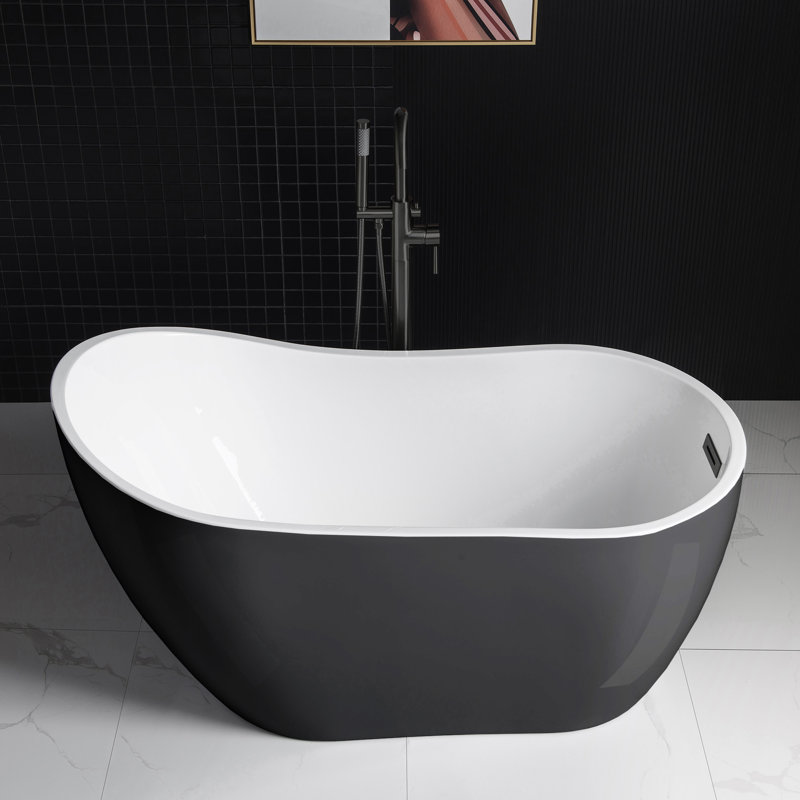 54'' x 28.37'' Soaking Acrylic Bathtub, Matte Black