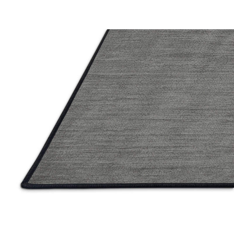 Machine Washable Solid Gray Area Rug, Round 8'