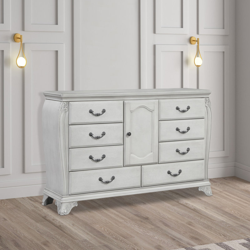 Cambria Hills 8-Drawer Wood Dresser, Mist Gray