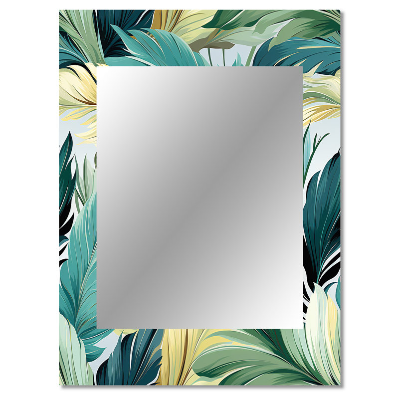 Palm Mirage Tropical Pattern - Large Wall Mirror On Metal, 40" x 30"