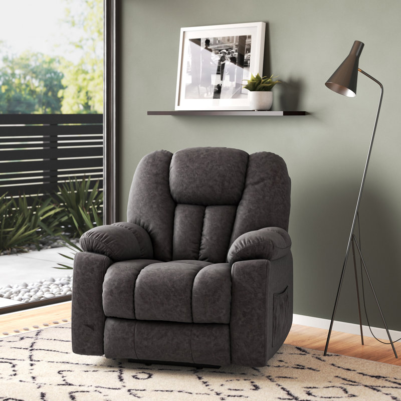 100cm Wide Velvet Lift Assist with Massager, Dark Grey