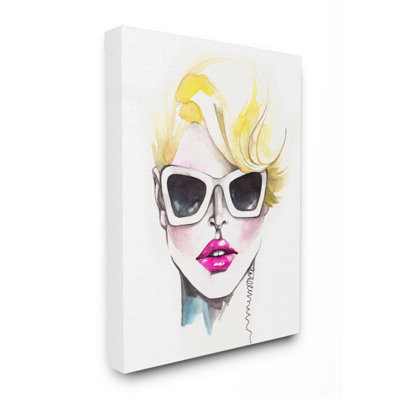 «Blonde Femme Fashion Portrait White Sun lunettes» par Elisaveta Stoilova - reproduction d'art