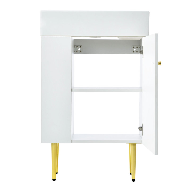 Meuble-lavabo de salle de bain 21,6 po, Doré