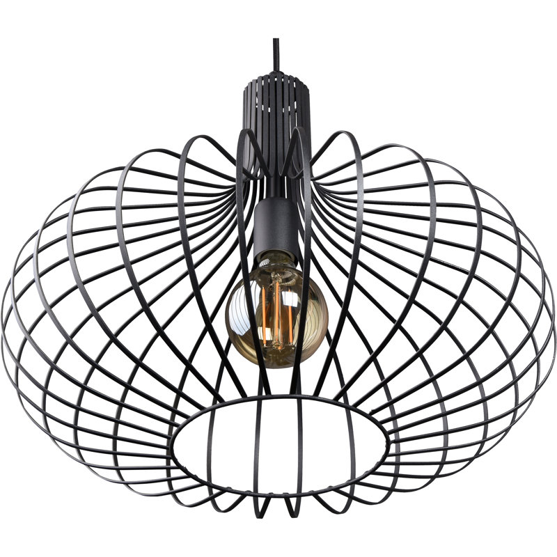 Luminaire suspendu géométrique à 1 lumière Kern, Noir, H 16,5 po x l 19,75 po x P 19,75 po