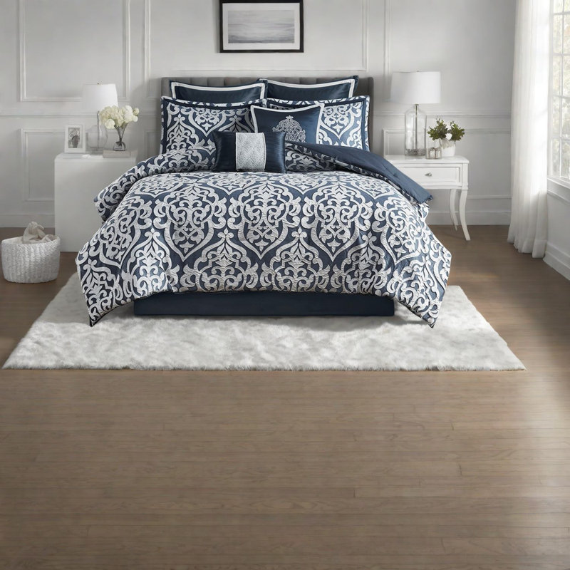 Luxurious Jacquard Bedding Sets, Polyester Crafted, Elegant Damask Design For Home