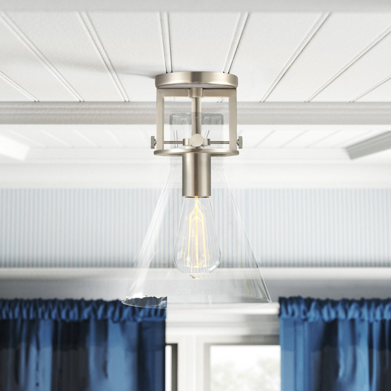 Borgen Glass Semi Flush Mount, Brushed Satin Nickel