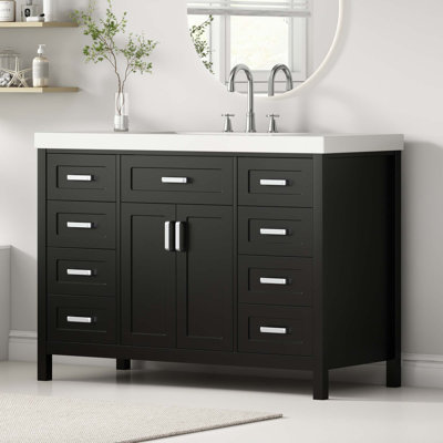 48" Classic Bathroom Vanity With Sink, 2 Doors And 8 Drawers, Soft Close System