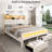 Bed Frame with Bookcase Storage Headboard and 2 Drawers Upholstered Tufted Wingback Beds-766630502-766630503