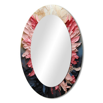 Pink And Gold Angel Wings - Pink Oval Wall Mirror Decor
