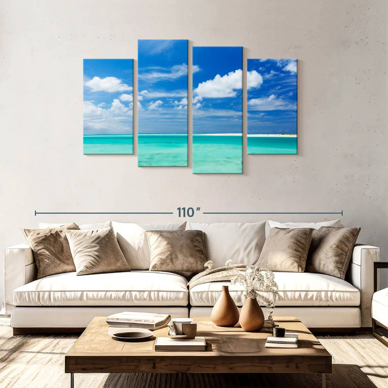 Paysage marin bleu, H 48 po x l 75 po