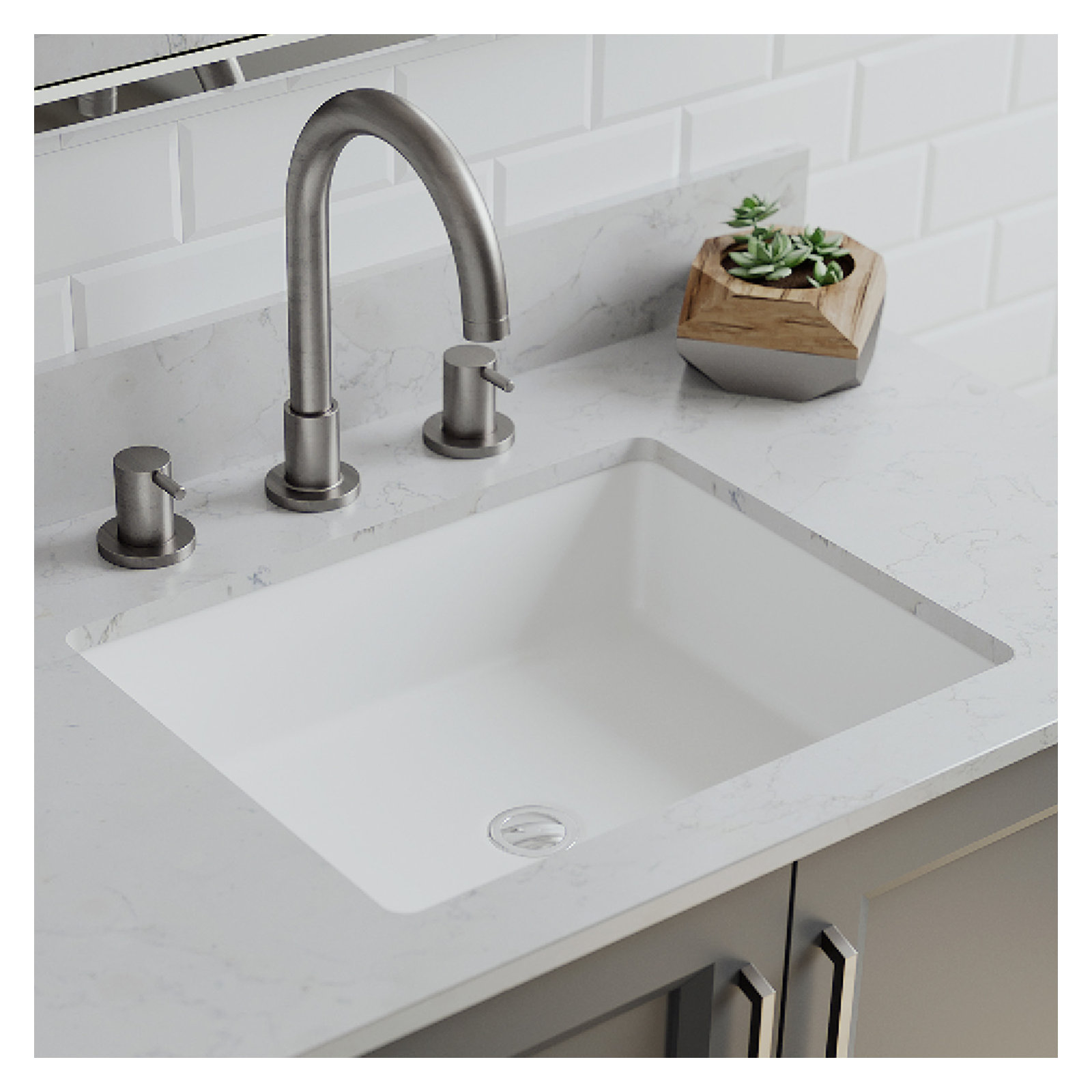 Lexicon Quartz Composite Rectangle Vanity Sink, White