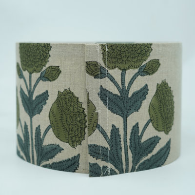 Abat-jour cône en lin vert fait à la main pour lampe de table - imprimé floral Badchah - 12 po en haut x 16 po en bas x 10 po de haut