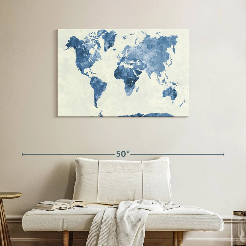 Aliaz Blue Map, 26" H x 39" W