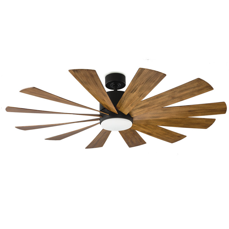 Ventilateur de plafond à 12 pales avec contrôle mural et trousse d'éclairage à DEL Windflower de Windflower, 80 po