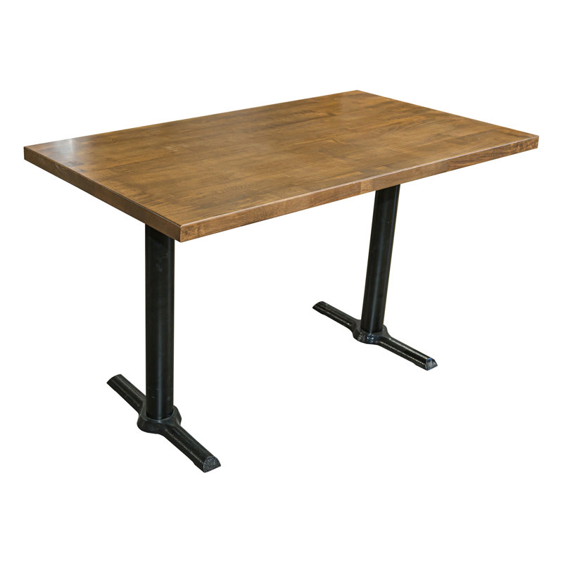 4 - Person Solid Wood Top Double Pedestal Dining Set, Light Oak, Silver