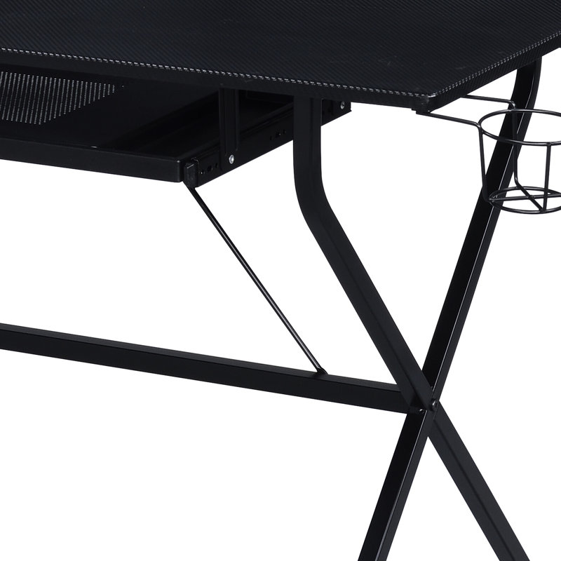 Black Computer Desk With Keyboard Tray