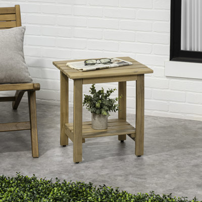 Table d'appoint en bois d'acacia massif à lattes 16,1 po Kellie