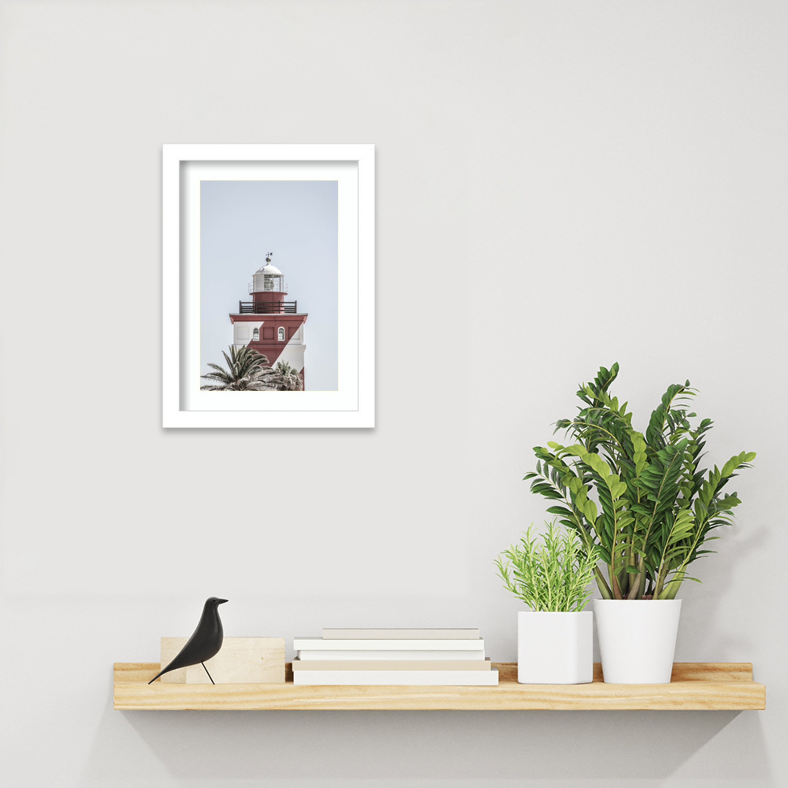 Daisey "Green Point Lighthouse" Print, White , 13" H x 10" W