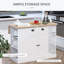 Îlot de cuisine 47 po en bois de style cannelé, armoire de rangement de comptoir avec abattant