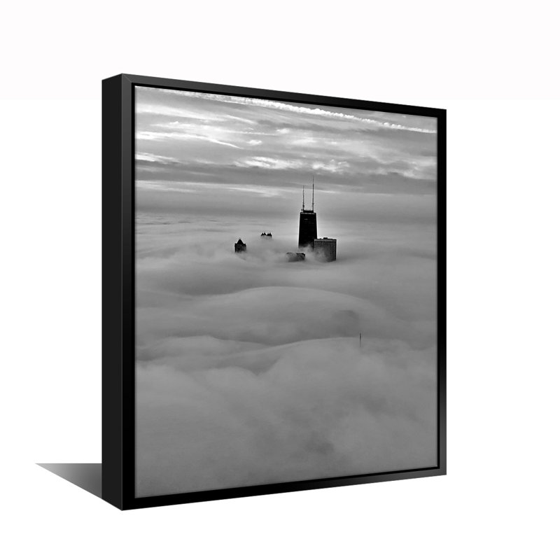 Reproduction de photo sur toile, "Chicago through the Fog" par Pilot Mike-Floater frame, H 14 po x l 11 po x P 2 po