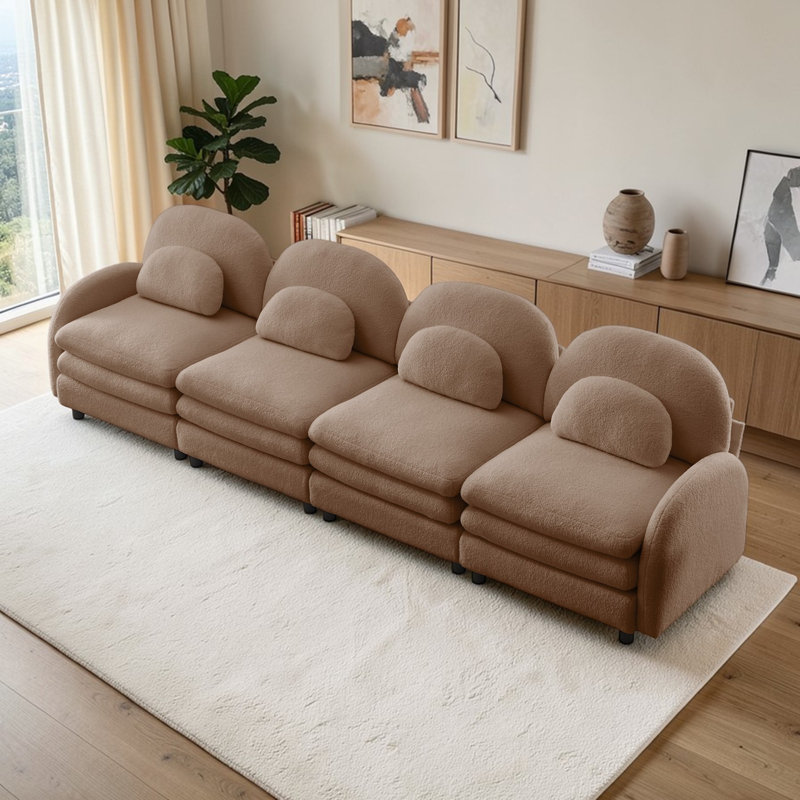 Canapé 4 places Genveve Teddy, H 35,4 po x l 129,1 po x P 33,8 po, Chameau