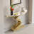 Modern 39.4" White & Gold Curved Console Table with Sintered Stone Top Half Moon Shape
