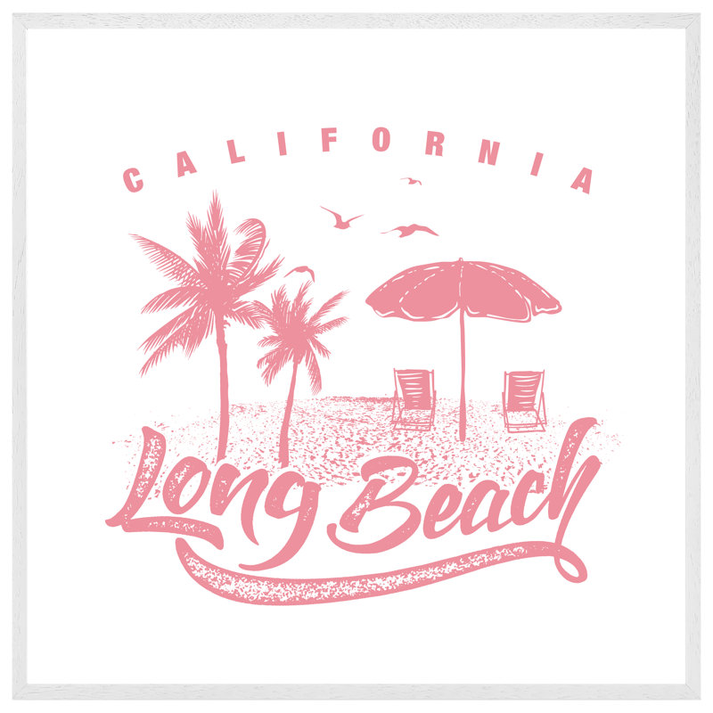 Maybee Cali Long Beach - Single Picture Frame Print, Black Framed, 31cm H x 31cm W x 4cm D