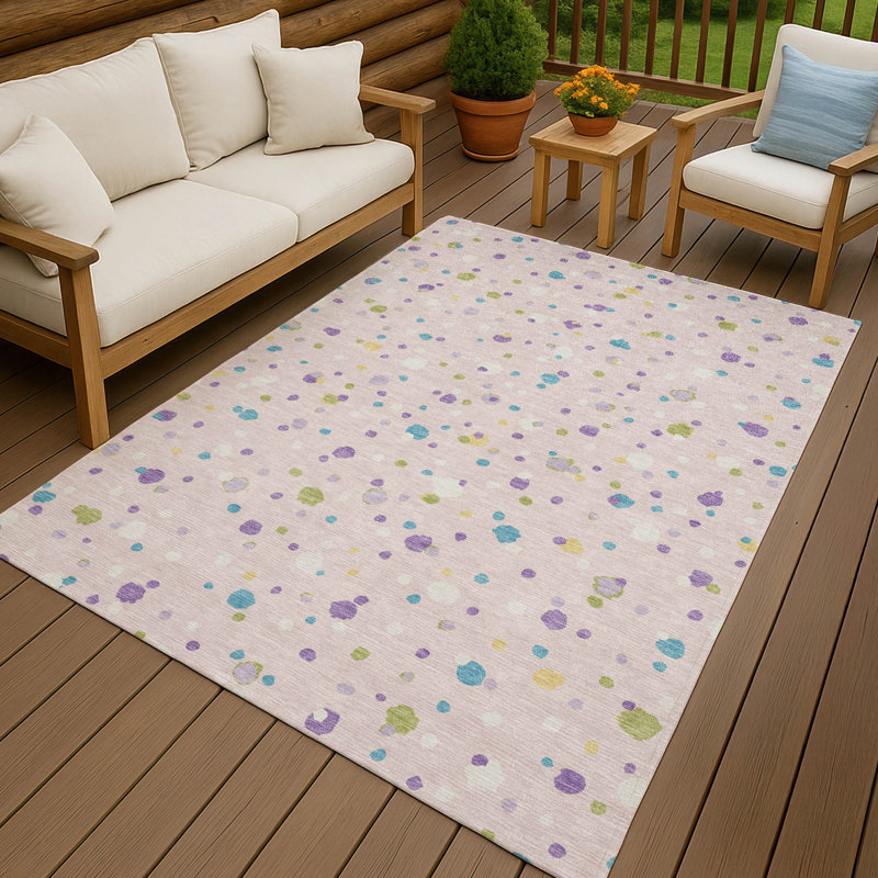 Machine Washable Indoor/Outdoor Chantille ACN2518 Geometric Rug, Pink, Rectangle 9' x 12'