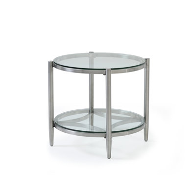 Saxis Glass Top Floor Shelf End Table