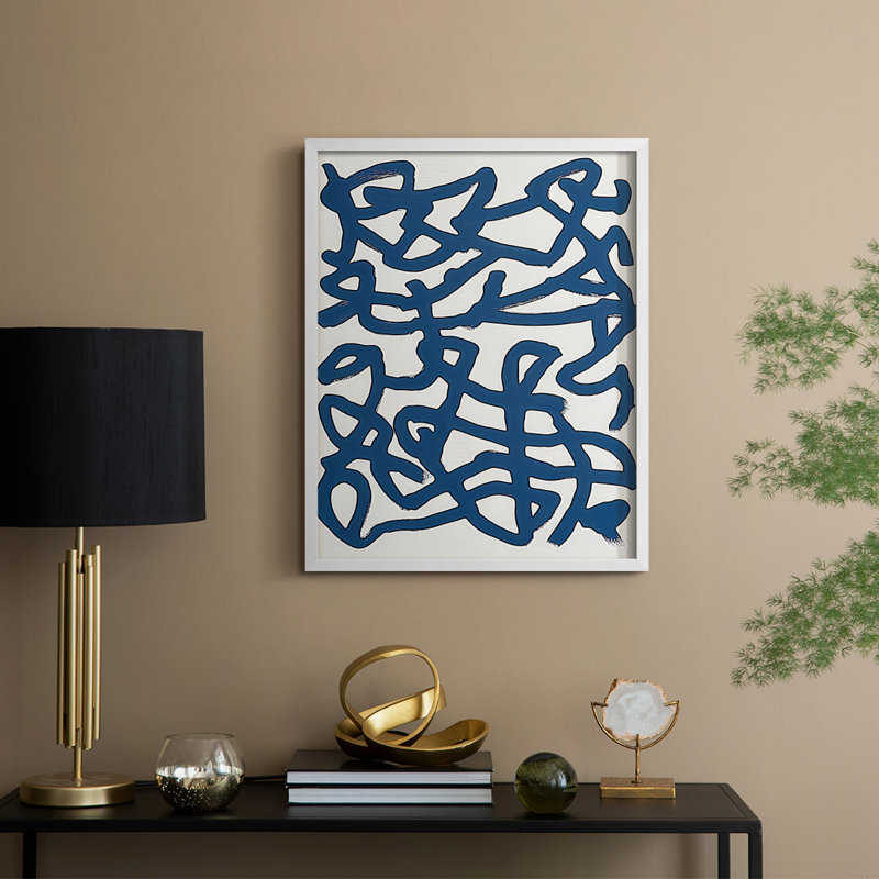 Abstrait, encadré, prêt à accrocher , H 10 po x l 8 po, Blanc