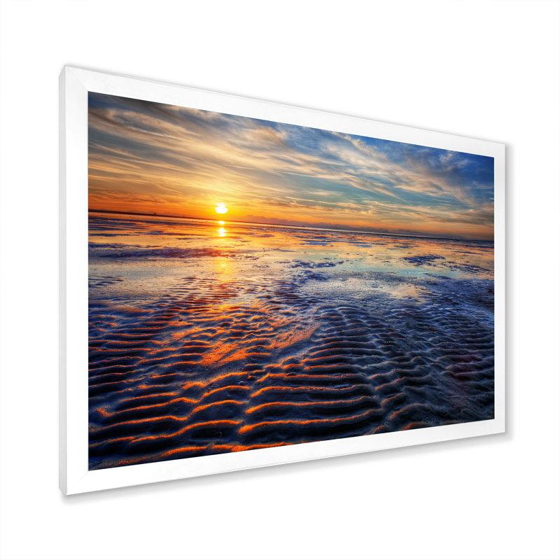 Coucher de soleil sur un beau ciel, H 16 po x l 32 po x P 1 po, Impression blanche sur toile encadrée