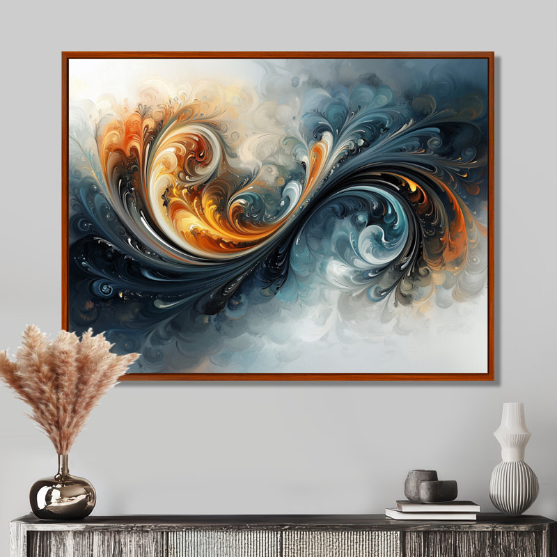 «Parallel Streams Of Fractal Horizon II», art mural abstrait moderne en spirale, H 30 po x l 40 po, Brun