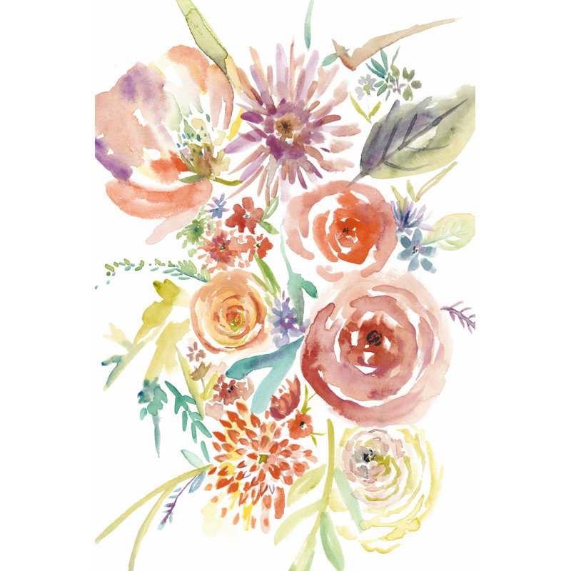 Floating Florals II 1 Piece Wrapped Canvas Painting, 122cm H x 81cm W