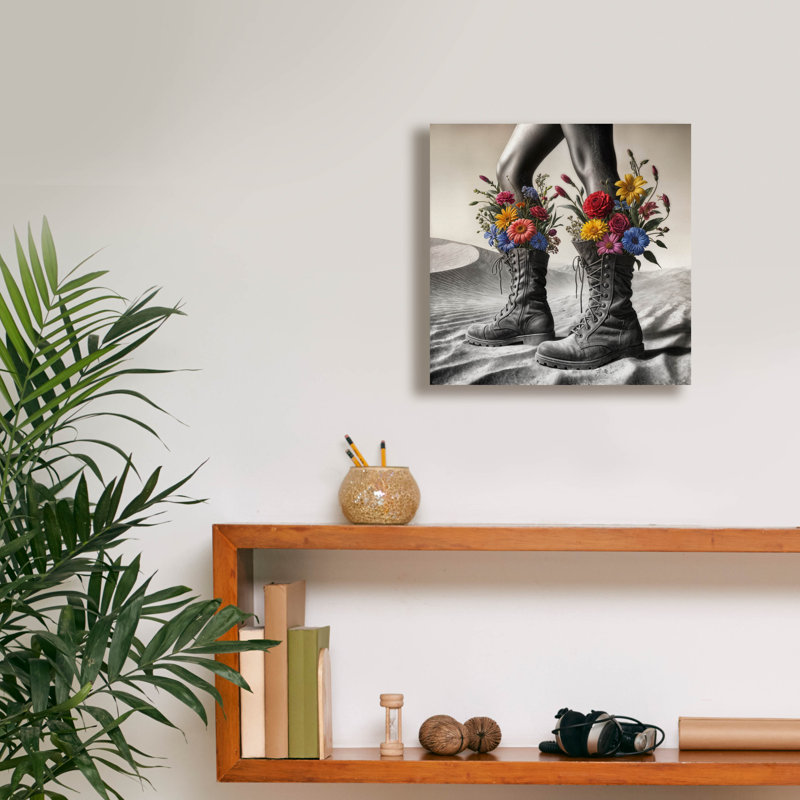  «Bottes sur le sol» par Rey Klimt, art mural sur toile, 12 po x 12 po, H 12 po x l 12 po x P 0,75 po