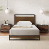 Daniel 37" Low Profile Bamboo and Metal Platform Bed