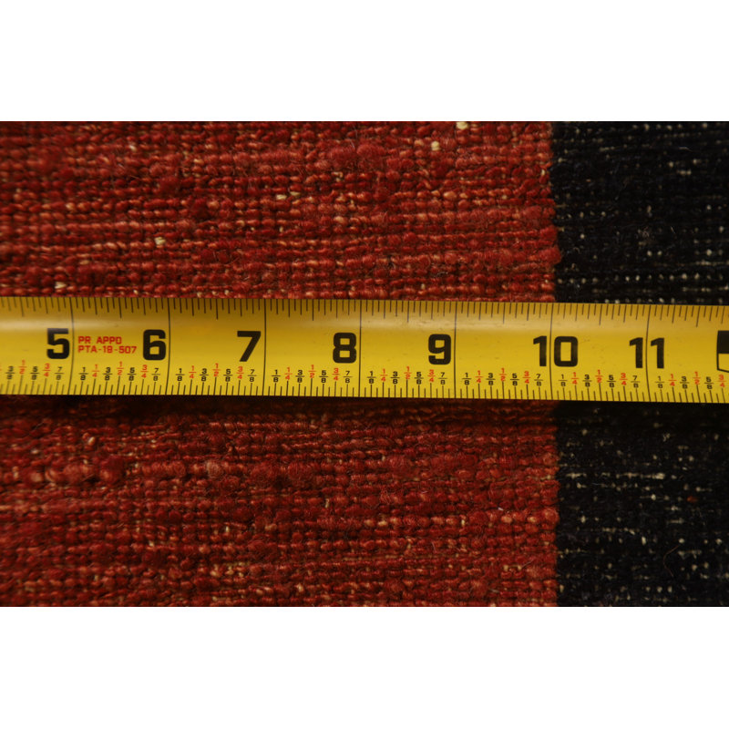 Tapis orange en laine noué à la main de conception unique 6 pi 7 po x 9 pi 11 po New Age Copenhaver