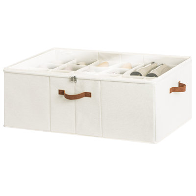 24 Pairs Fabric Shoe Organizer with Clear Cover, Extra Large Shoe Storage Bins with Adjustable Dividers for Closet