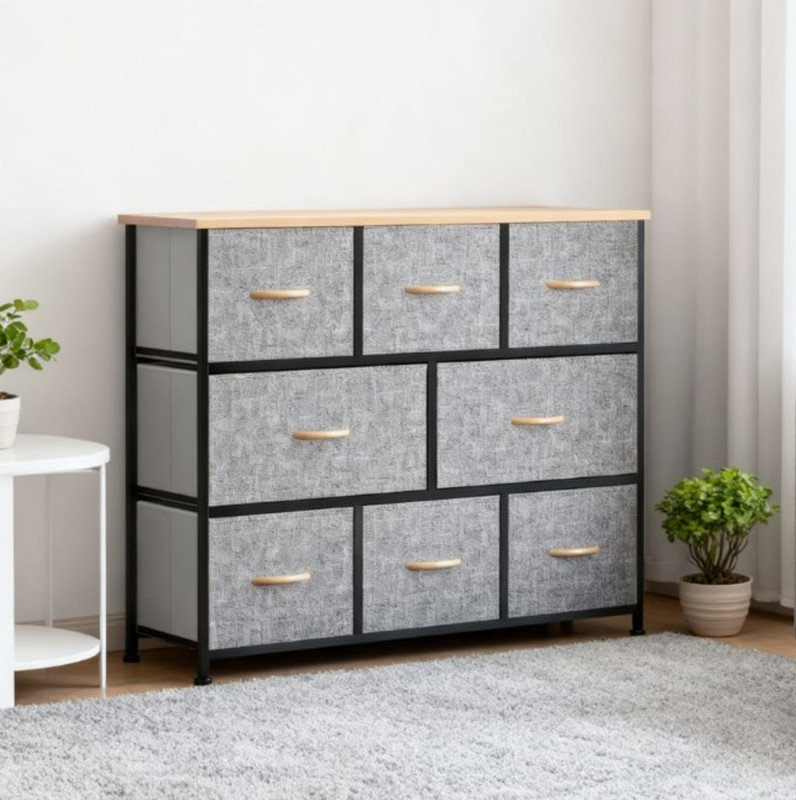 Commode en tissu avec tiroirs, unité de rangement avec structure en acier pour chambre à coucher, couloir