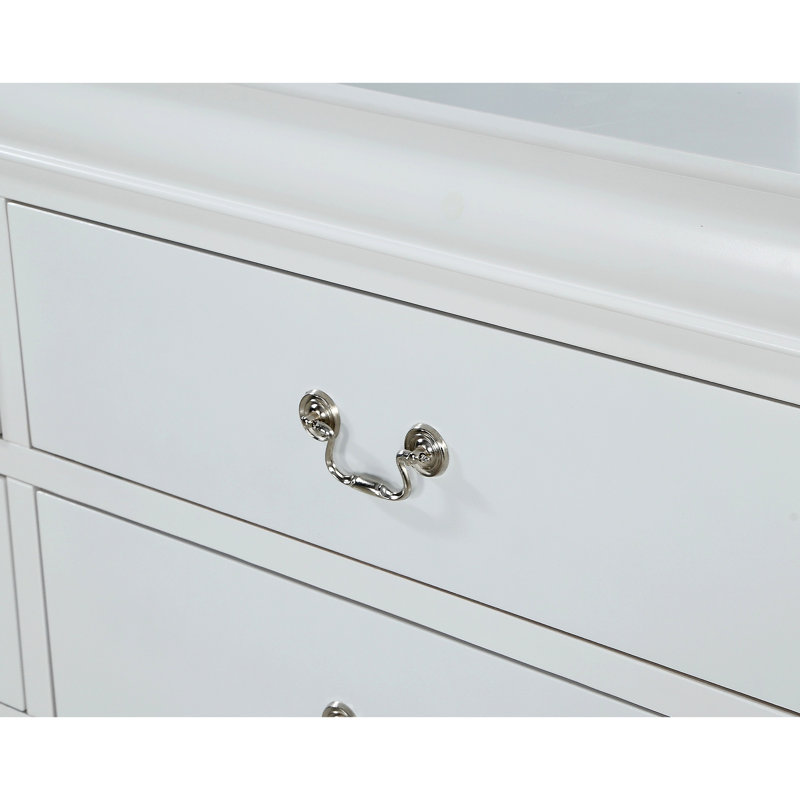 Commode 1 pièce à 5 tiroirs Louis Philip, Blanc