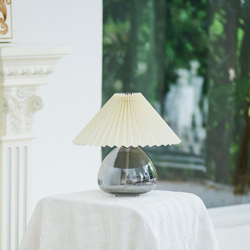 Carmella Glass Desk Lamp, Gray