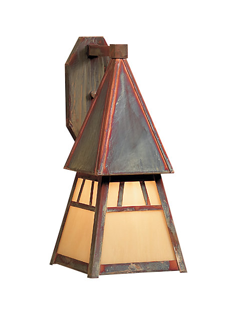 Lanterne murale d'extérieur 1 lumière Marland, H 11,25 po x l 5 po, Cuivre brut, Or blanc irisé