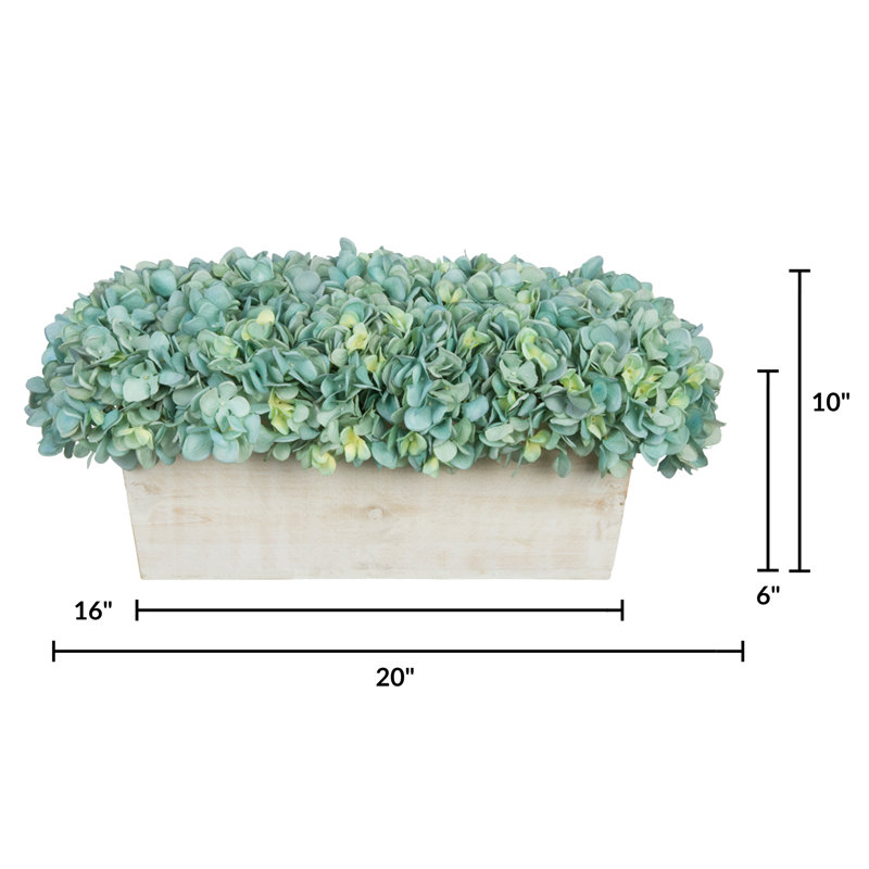 Arrangement d'hortensias en tissu synthétique bleu sarcelle en pot, Bleu sarcelle, Beige