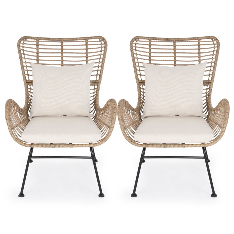 Isabelle Outdoor Lounge Chair with Cushion (Set of 2)