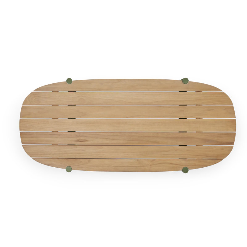 Terra Outdoor Oval Teak Coffee Table, Olive