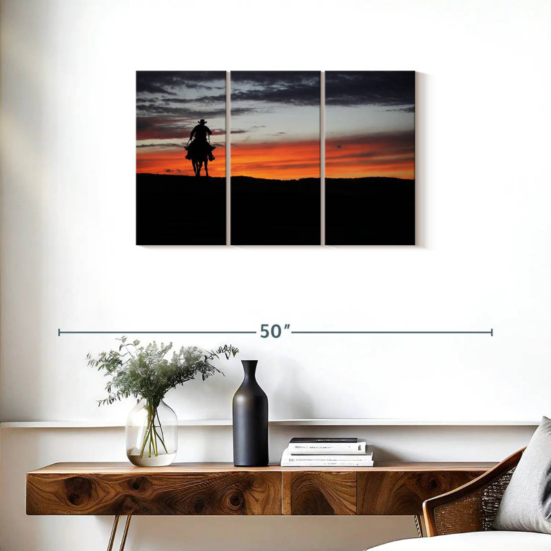 Lelar Cowboy At Dusk, 20" H x 33" W